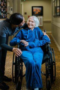 Caseys Pond resident with caregiver