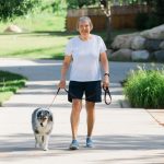 woman walking her dog